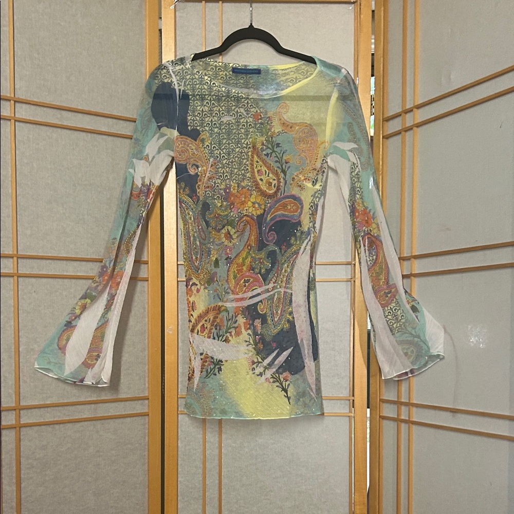 Multicolor Paisley Bell Sleeve Top